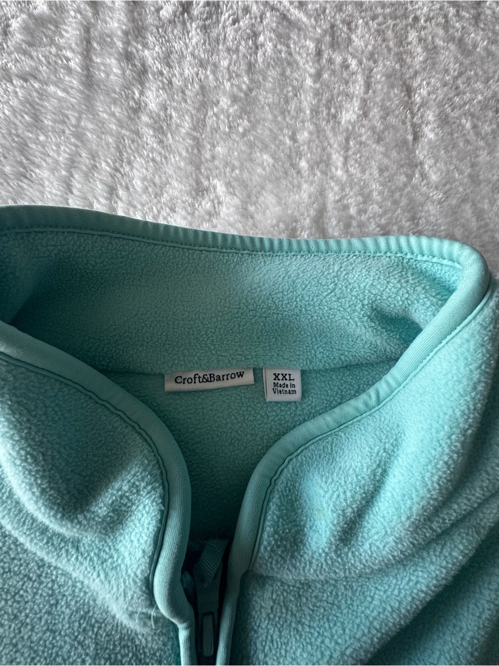 croft & barrow Aqua Fleece Zip Jacket with White Snowflake Embroidery - Picture 5 of 8